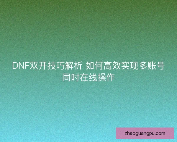 DNF双开技巧解析 如何高效实现多账号同时在线操作