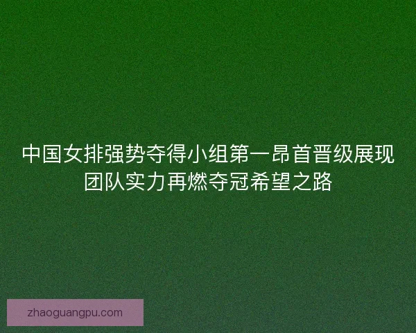 中国女排强势夺得小组第一昂首晋级展现团队实力再燃夺冠希望之路