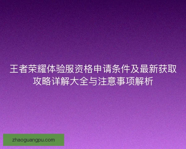 王者荣耀体验服资格申请条件及最新获取攻略详解大全与注意事项解析